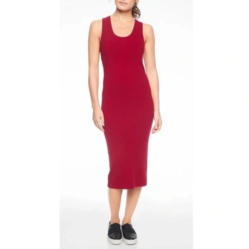 Athleta Burgundy Sleeveless Midi Dress